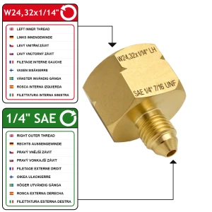 Redukcia W24,32x1/14” F LH – SAE G1/4” M RH Vogelmann